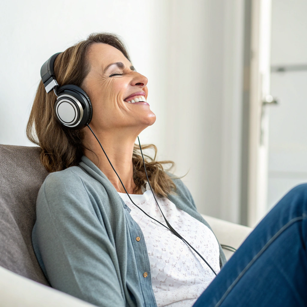 une-femme-se-redonne-de-l--nergie-en--coutant-de-l